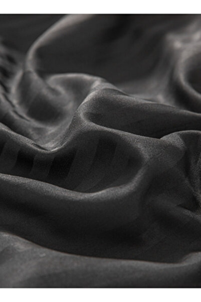 LUNA HOME Single Size 3 Piece Set, Bedsheet with 2 Pillow Cases, Black Color, Satin Striped Design