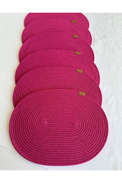 HHKARTS Jute Placemat, Table Decor Supla Oval Fuchsia 30X40 Set of 6