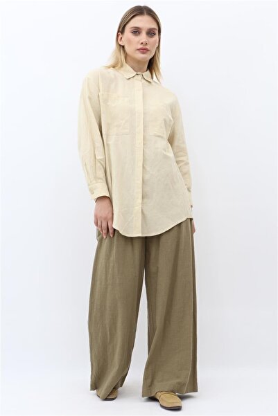 Fame Çift Cepli Gömlek - Taş