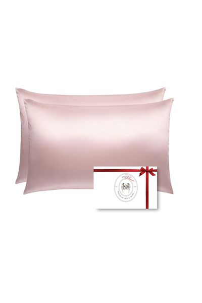 WaltStore Set 2 Fete de Perna din Matase Naturala, cu fermoar, Mulberry Silk 22 Momme, Baby Pink 50 x 70