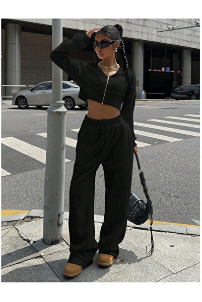 LAUSRA Γυναικείο μαύρο παντελόνι μεγάλου μεγέθους, φαρδιά γραμμή, ελαστικό, ά...