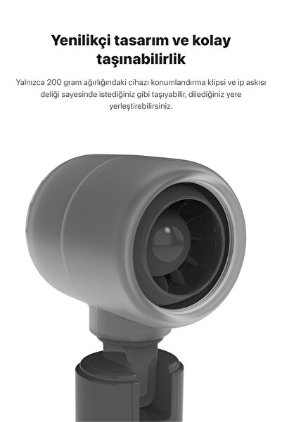 Xenon Smart Taşınabilir Şarjlı 5 Kademeli El Fanı 7 Saat Kullanım 14000 RPM Sessiz Mini Vantilatör Gri X6101