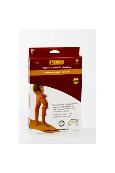 VARILEGS Ciorapi Compresivi cu talie, 140 deni 18-22 MmHg, "Varilegs V-6 Bej", L, 36 38 CM