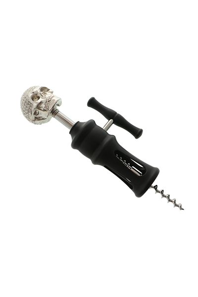 GiftExpress Professional black metal corkscrew with skull