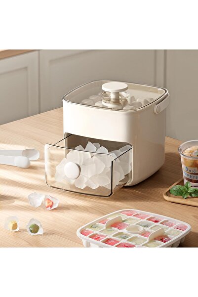 Arabest Ice Cube Tray with Lid 48 Nuggets,One-Click Press with Ice Shovel,Sil...