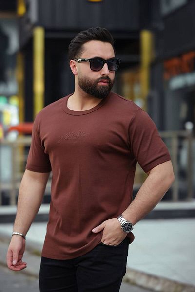 STOCX Men's Slim Fit Crew Neck T-Shirt with Embroidery Detail