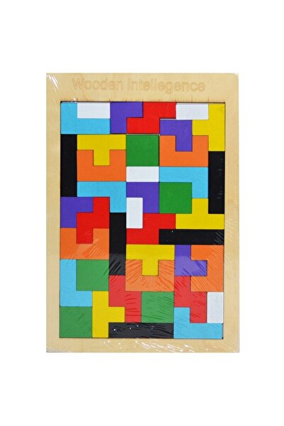 Nebunici Wooden Insert Puzzle, Geometric Shapes, Tetris, 27x18 cm
