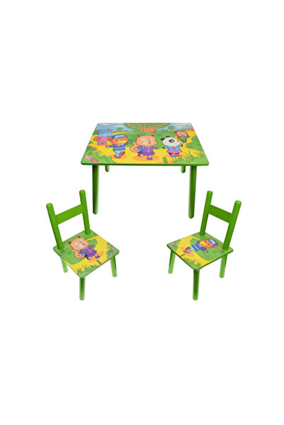 OEM Set masă și 2 scaune pentru copii, din MDF, dimensiuni 59x39x40 cm, model...