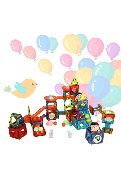 İSP Educational and Creative Magnetic Luminous Set, with 202 Pieces, Ball Track, "LikeSmart Light Magnetic World"