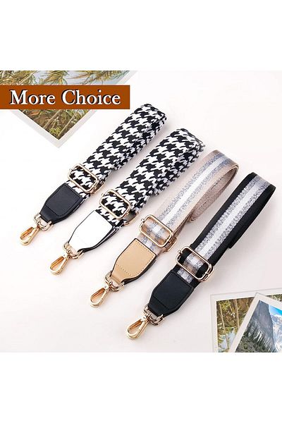 Littlejsy bag replacement strap, nylon/metal, white/black/gold, 3.8 x 80-130 cm