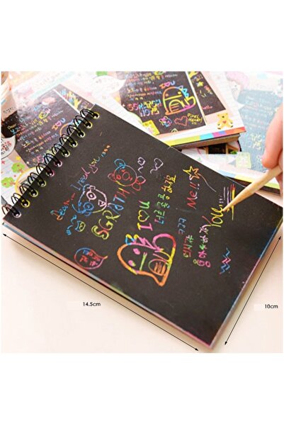 Flippy Scratch Book, Rainbow, Wooden Pencil, Black Cards, blue
