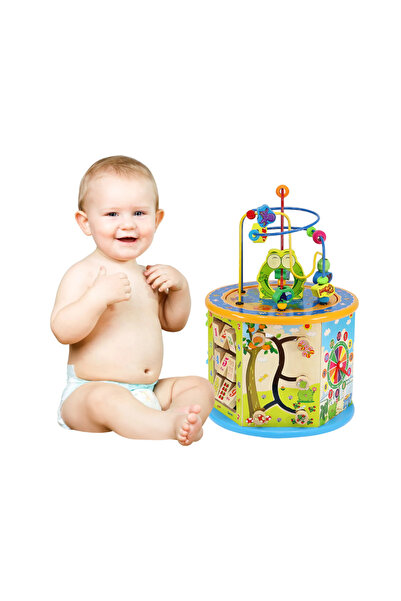 İSP Jucarie multifunctionala interactiva din lemn tip cub "Likesmart Cub 8 in 1", sprijina invatarea