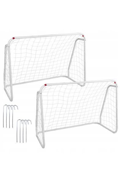 SERSIMO Set 2 porti de fotbal metalice, 96x124cm, profil 28mm, cu elemente de fixare