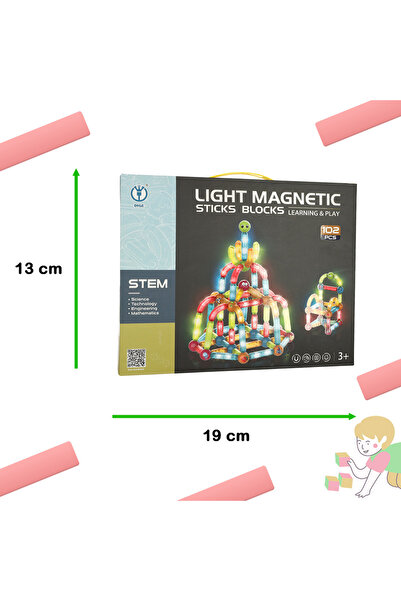 İSP "Likesmart Light Magnet Stick" magnetic construction set, 102 pieces, various building possibilities