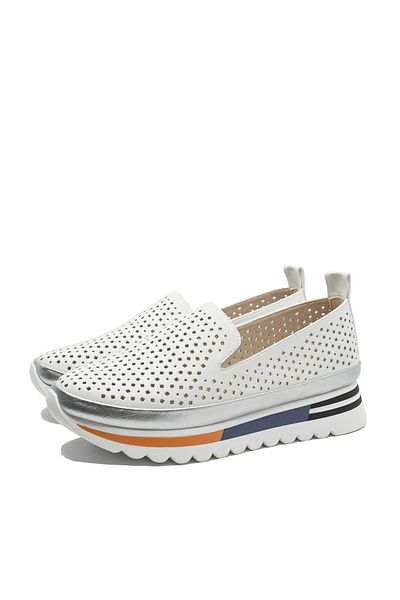 PASS Collection Pantofi sport damă comozi, casual, din colecția Pass, cu talpă înaltă, piele albă