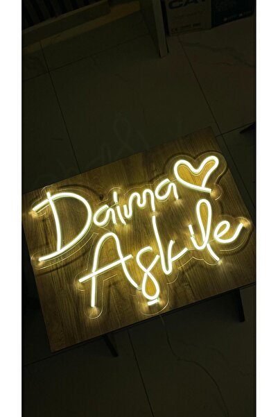 Neon Daima Aşk İle Yazı Led Tabela 60x45