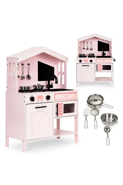 LikeSmart Bucatarie din lemn pentru copii Summer Kitchen, solida si durabila, fara margini a