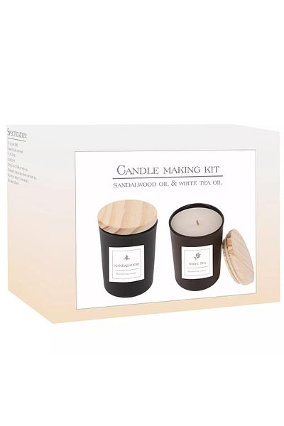 LikeSmart Kit DIY pentru creare lumanari, 36 elemente, 2 Borcane cu capace reutilizabile, 2 Uleiuri