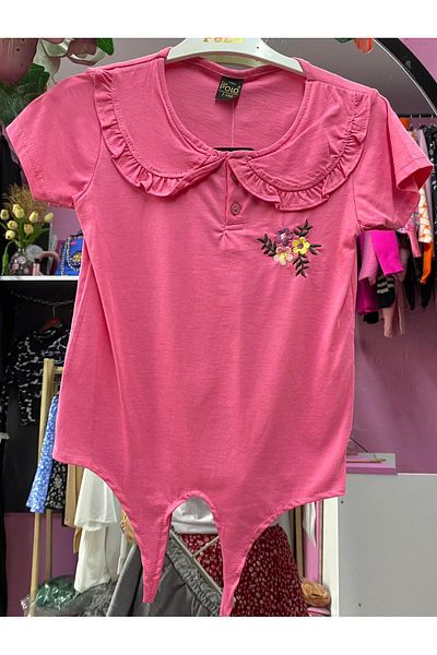 EGELİMODA Double Summer Girl's Pink Shorts Combed Cotton Suit