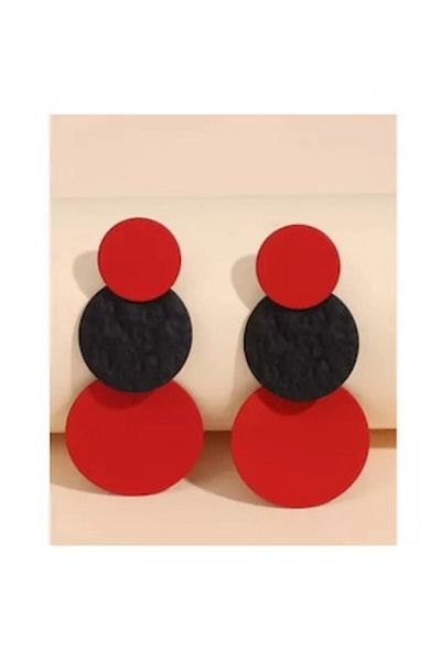 Inovius - Long Earrings Red with Black