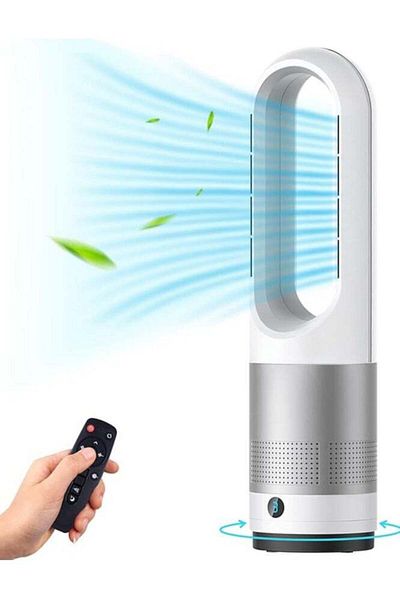 Generic Bladeless Fan, 22" Quiet Tower Fan with Remote, 8 Speeds, 9H Timer, 80° Swing, LED Display with Aut