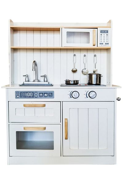 LikeSmart Bucatarie din lemn pentru copii Kiddie Cookery, cu lumini si sunete, solida si dur