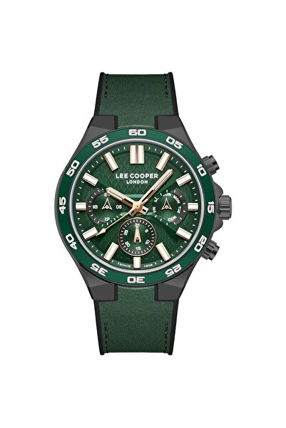 Lee Cooper Lc08066.077 Men's Wrist Watch – Green Silicone Band Chronograph De...