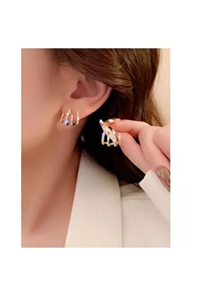 Inovius - Cercei aurii cu efect dublu și pietre prețioase