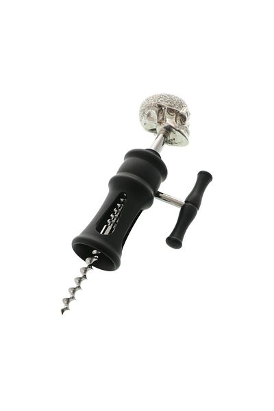 GiftExpress Professional black metal corkscrew with skull