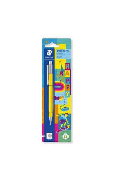 dalip Creion mecanic, structură cauciucată, radieră mare, Grafit 777, Galben