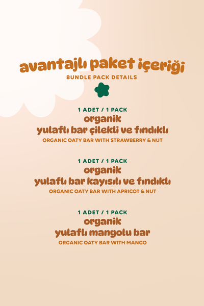 Humm Organic Organik Vegan Çilekli Kayısılı ve Mangolu Yulaf Bar Atıştırmalık Paketi - 3 adet (3 çeşit)
