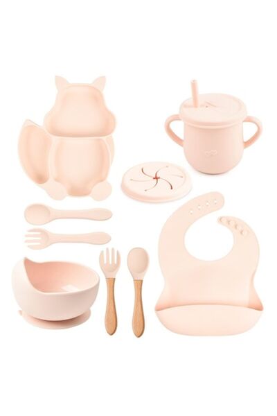 Camy Set de 10 bucăți de kit de hrănire pentru bebeluși cu accesorii din sili...