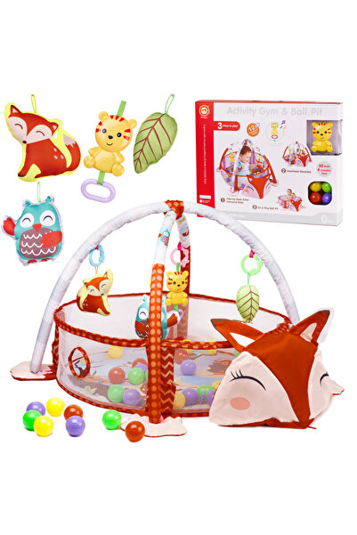 LikeSmart Centru de activitati 3 in 1 pentru copii si bebelusi ISP "Likesmart Fox Activity Gym", 4 jucarii, 30