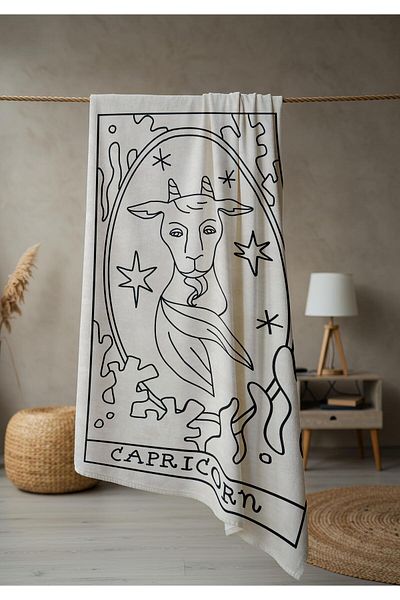 Doruklar Home Collection Modern Patterned Digital Printing Beach Sea Towel Peshtamal 80X160 cm Brs033
