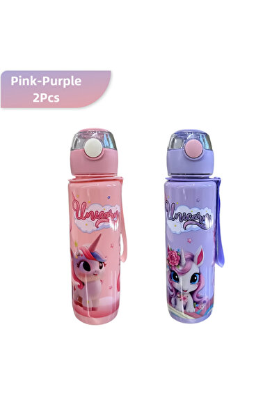 Choice 700ml Pink Purple 2pcs 700ml Cute & Durable Cartoon Space Cup with Hand-held Ring BPA-Free High Temp