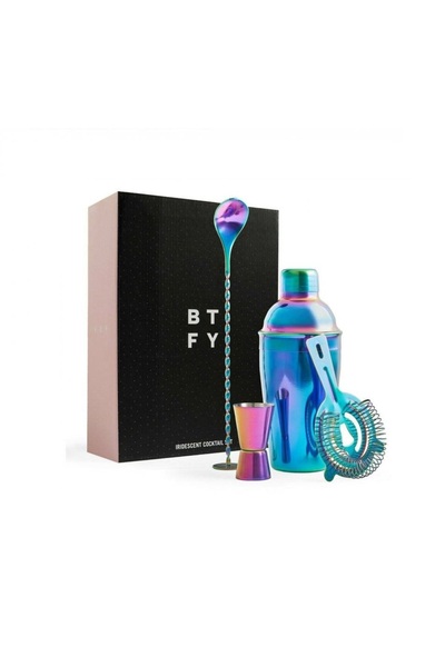 VonShef Set cocktail Iridescent 1000329, 8 piese, shaker 500 ml, ghid de rete...