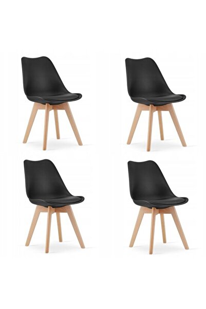 Mercaton Set 4 scaune bucatarie/living, Mercaton, Mark, PP, lemn, negru, 49x4...