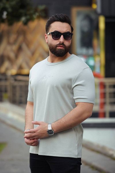 STOCX Men's Slim Fit Crew Neck T-Shirt with Embroidery Detail