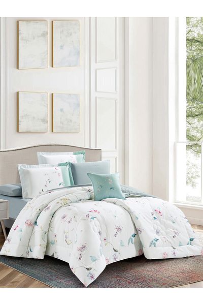 Donetella 7-Piece Digital Print Comforter Set – King Size Fits 200x200 cm, Soft Microfiber Bedding Set.
