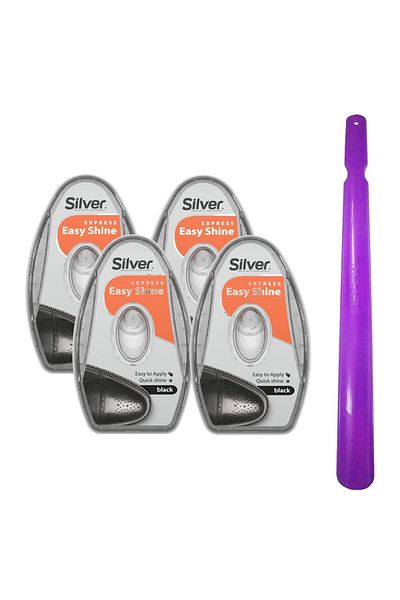 Silver Set 4 bureti premium cu rezervor pentru lustruire si incaltator 50 cm, negru