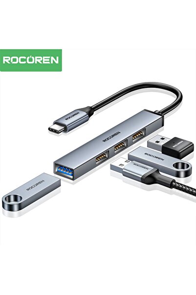 Rocoren Type-C 5Gbps 4 Portlu USB-A 3.0 Çoklayıcı Dönüştürücü Hub