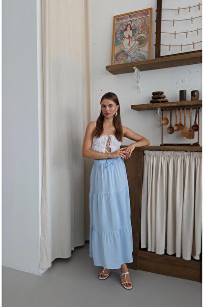 Patreon Fırfırlı Uzun Müslin Etek