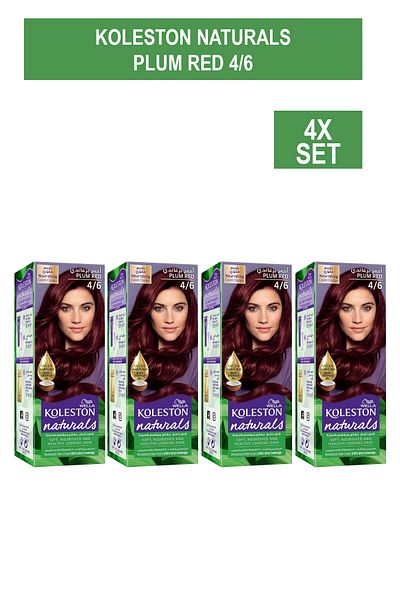 Wella Koleston Naturals - Long-lasting, With Coconut Oil For Nourished Hair Color - Plum Red 4/6 x4