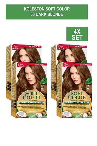 Wella Soft Color - Natural Instincts Hair Color, Aloe Vera & Shea Butter - 60 Dark Blonde x4