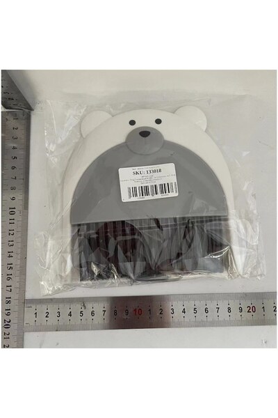 Camy Broom and Dustpan Set, For Office, Made of PP, Bear Pattern, 23.5 x 18 cm, Gray