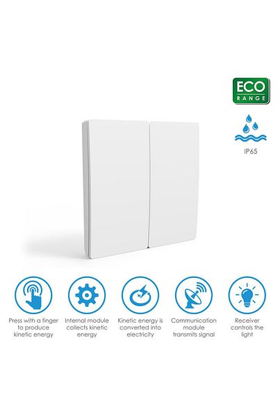 Rovo Intrerupator Wifi Kinetic ES2254, 2 canale, IP67, RF 433MHz, cu revenire