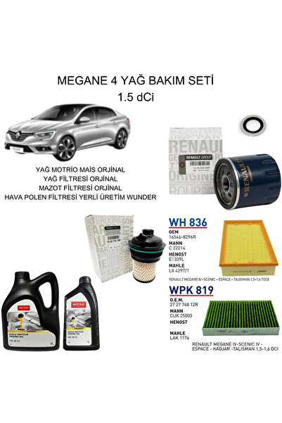 shop Megane 4 Yağ Bakım Seti