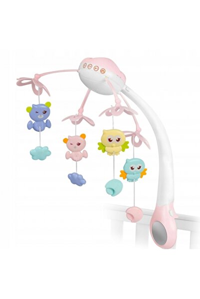 Ricokids 2in1 musical carousel for babies Pink with remote control, 13 soothing melodies, timer