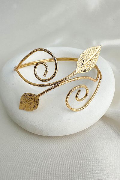 Modex Gold Color Leaf Detail Curved Adjustable Arm Accessory (Diameter: 9cm)