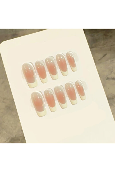 Choice M 10pcs Handmade French Cat Eye Press on Nails Ins Simple Nude Pink Sw...